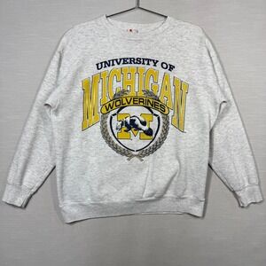 Vintage Michigan Wolverines Sweatshirt Men XL Gray Signal Sports Distressed